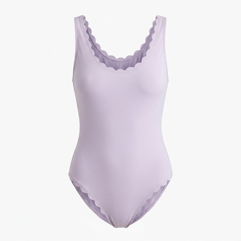 AQUA Scalloped One Piece Swimsuit Scallop Trim